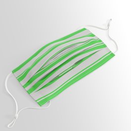 [ Thumbnail: Lime Green & Light Grey Colored Striped Pattern Face Mask ]