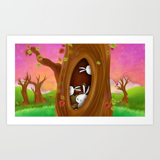 Bunny tree Art Print
