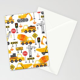 Watercolor Construction Vehicles Stationery Card