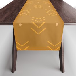 Arrow Lines Geometric Pattern 9 in vintage gold Table Runner