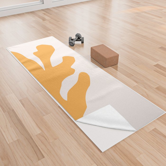 Simple Orange Leaf on Aqua Sun - cut-outs 3  Yoga Towel