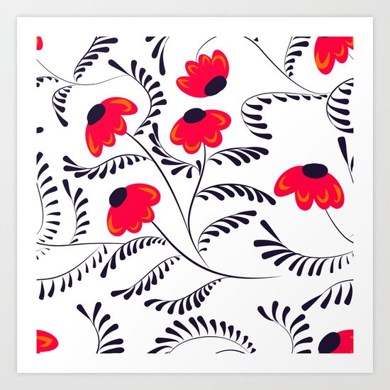 Beauty simple seamless floral pattern swirl Art Print