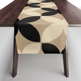 Geometric Flower Pattern 929 Gold Black and Beige Table Runner