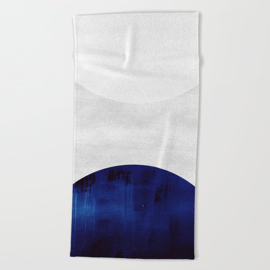 white & cobalt Beach Towel