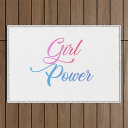 Girl Power motivational quote in pink letters Outdoor Rug