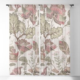 French Provencal Art Nouveau Vintage Floral Sheer Curtain