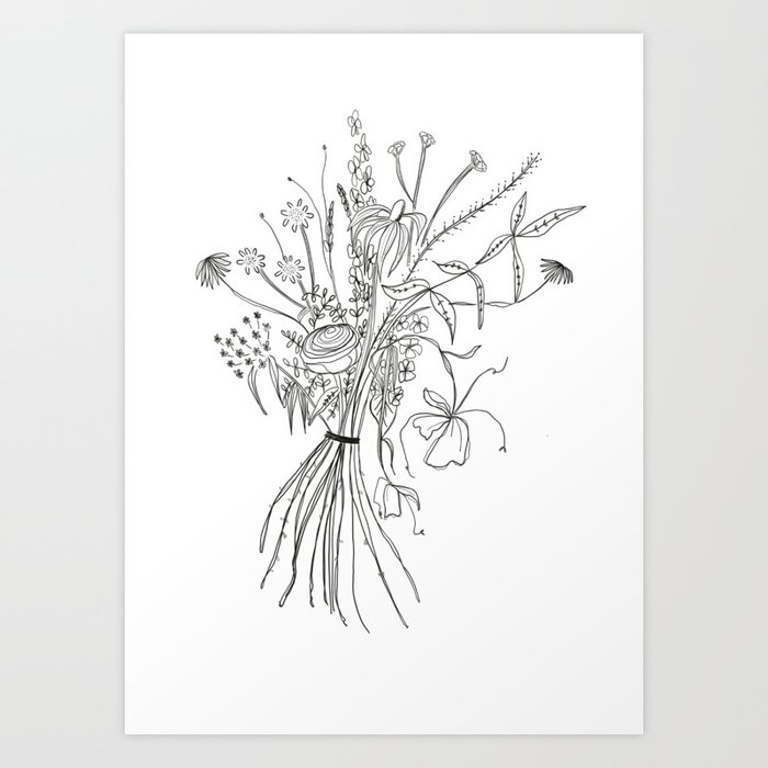 Line Bouquet Botanical Flowers Black And White Art Art Print By Thefloralline Society6 Line Bouquet Botanical Flowers Black And White Art Art Print By Thefloralline Society6