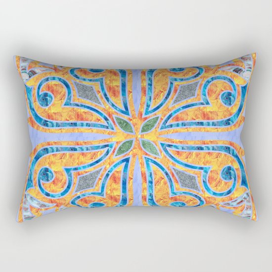 Blue Oriental Tile 02 Rectangular Pillow