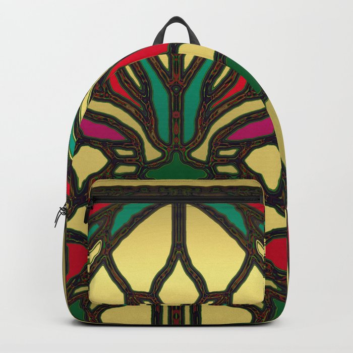 Victorian Stained Glass in Gold and Maroon Backpack