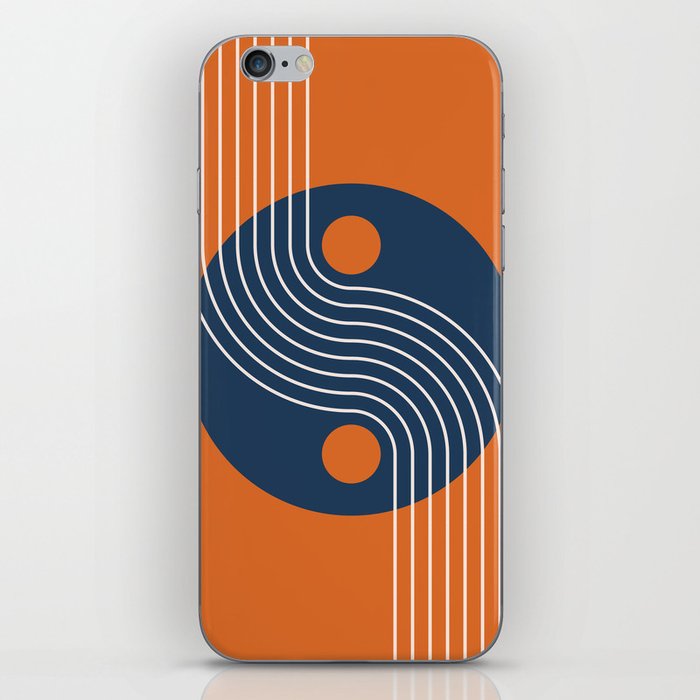 Geometric Lines and Shapes 15 in Navy Blue Orange iPhone Skin