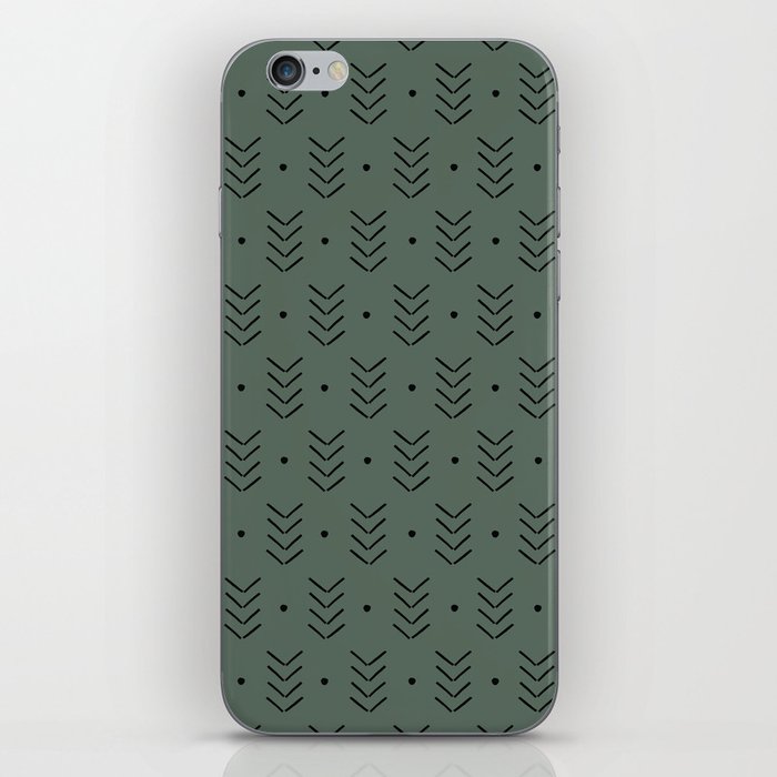 Arrow Lines Geometric Pattern 19 in forest sage green iPhone Skin