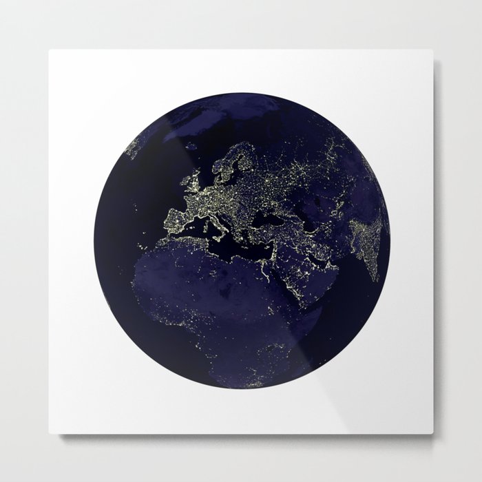 Earth Globe Lights Metal Print