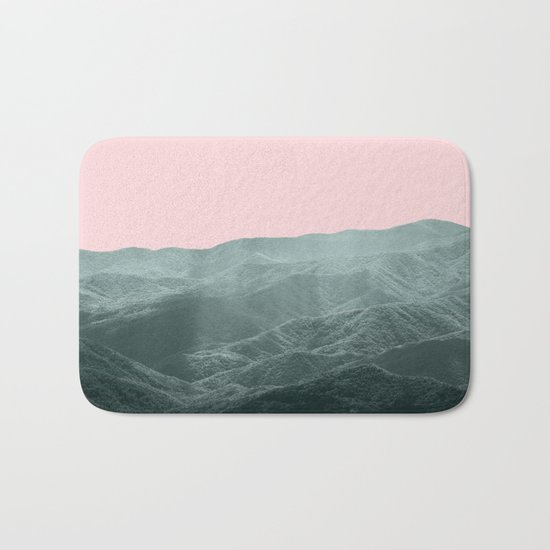 Mountains Pink + Green Bath Mat