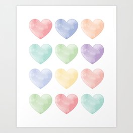 Watercolor Hearts Art Print