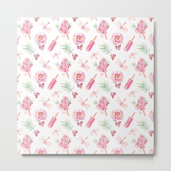 Hawaiian Dream Pop Pattern Metal Print