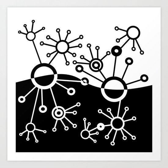 Black and White Blips Art Print