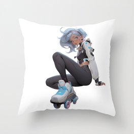 Indigo haired sport girl Throw Pillow