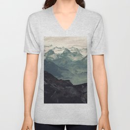 Mountain Fog V Neck T Shirt | Trendy, Mountains, Fog, Nature, Painting, Beautiful, Gift, Simple, Yoga, Dormroom 