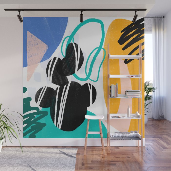 Hand Painted Abstract Mustard Yellow Black Aqua Pink Watercolor