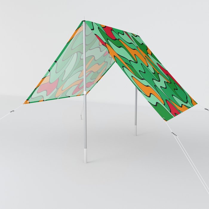 Abstract pattern - green, orange and red. Sun Shade