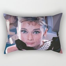 'Audrey Hepburn' Low Poly Triangle Artwork Art Print Rectangular Pillow