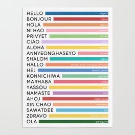 Hello In Different Languages - Rainbow Poster