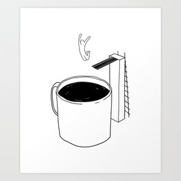Coffee lover - Illustration Drawing Line art Minimal Doodle Figure Cafe Mood Art Print