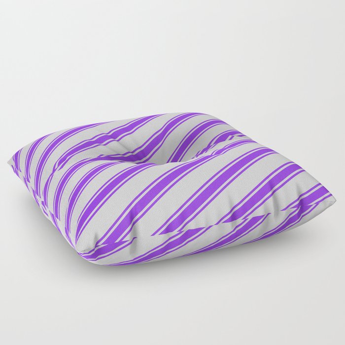 Light Grey & Purple Colored Lined Pattern Floor Pillow