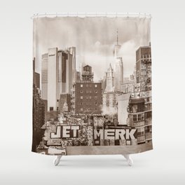 New York City Sepia Skyline Shower Curtain