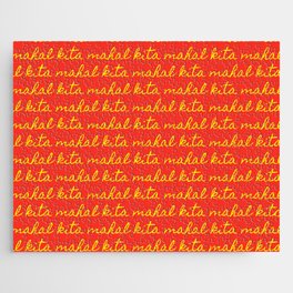 Mahal Kita | Typographic Pattern | Yellow and Red Jigsaw Puzzle