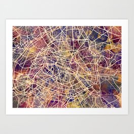 paris france city street map art print