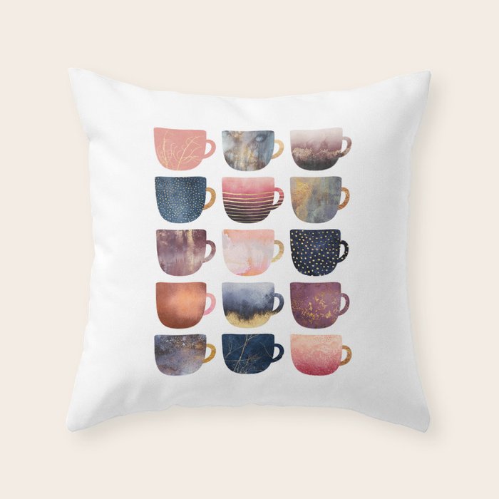 Pretty Coffee Cups 2 Throw Pillow by Elisabeth Fredriksson Society6