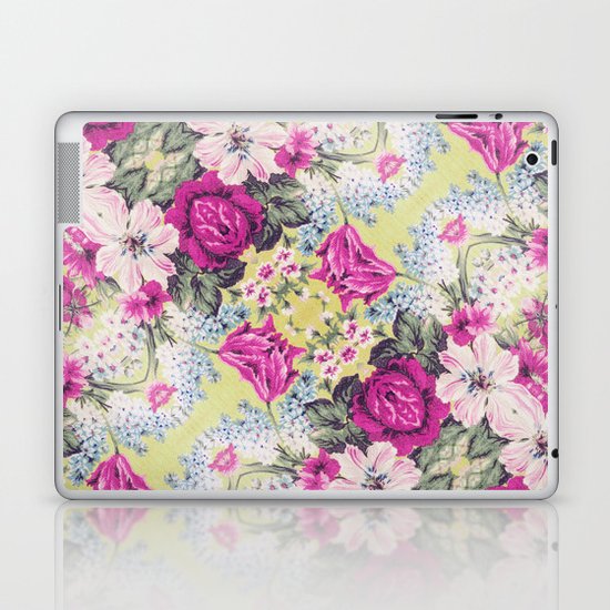 Trendy Vintage Purple Teal Floral Fashion Pattern Laptop & iPad Skin