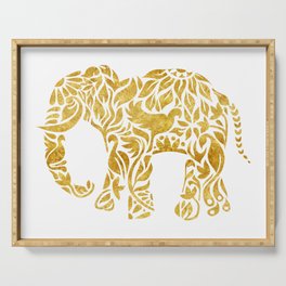 Floral Elephant in Gold Serving Tray