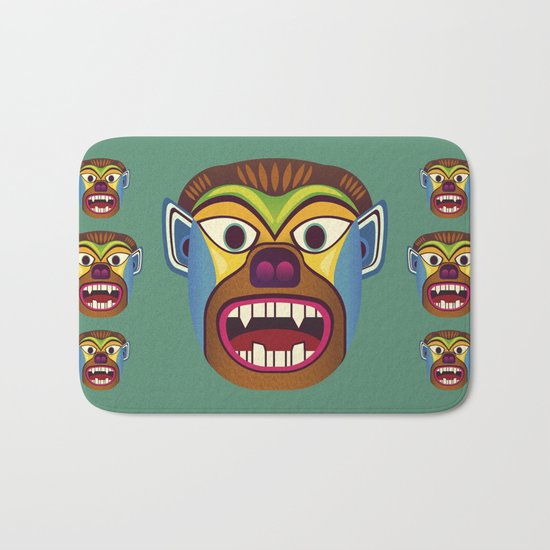 Gorilla ethnic mask Bath Mat