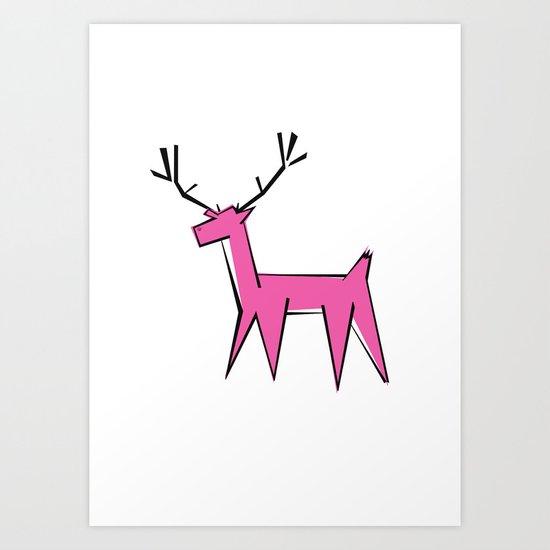 Pink deer Art Print