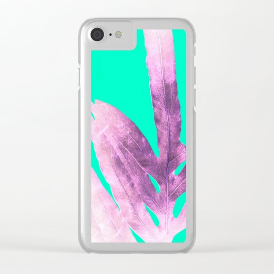 Lavender Fern on Mint Green Winter Wonderland Clear iPhone Case
