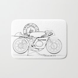 Bultaco Vintage Motorcycle Bath Mat | Illustration, Digital, Black and White, Vintage 
