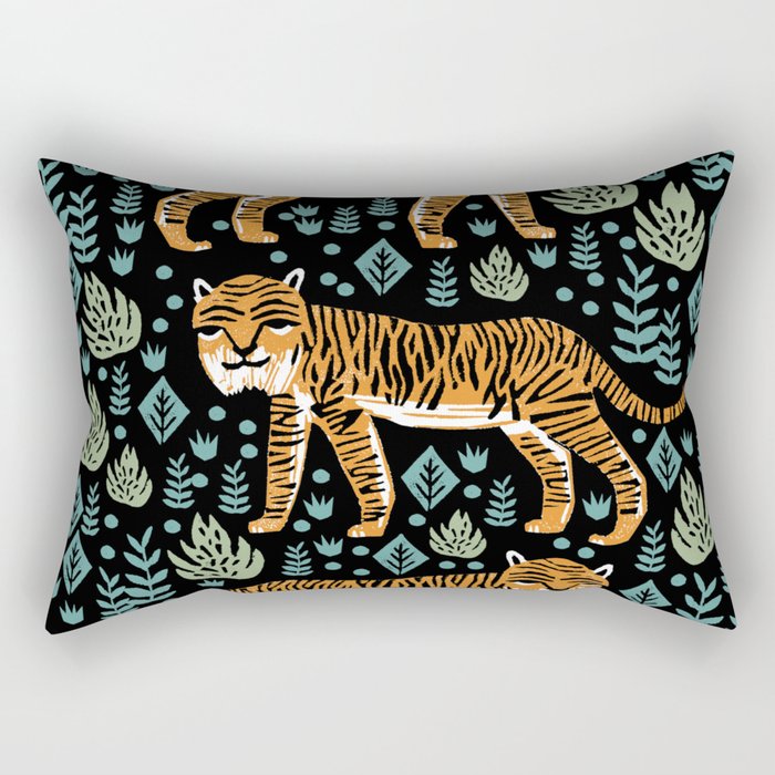Tiger forest tropical tigers screen print art by andrea lauren Rectangular Pillow