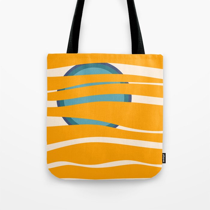 Seeker - Blue Orange Colourful Minimalistic Retro Art Pattern Design Tote Bag