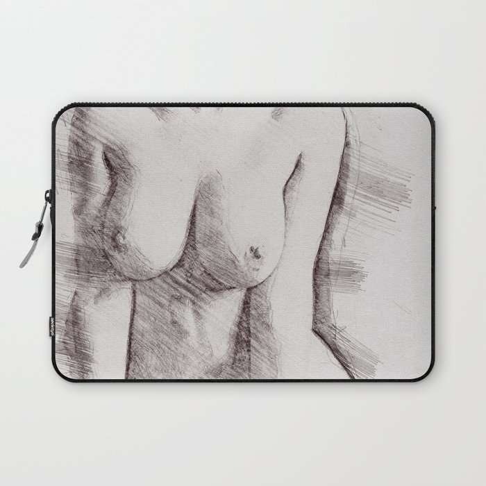 Naked Woman Pencil Drawing Laptop Sleeve