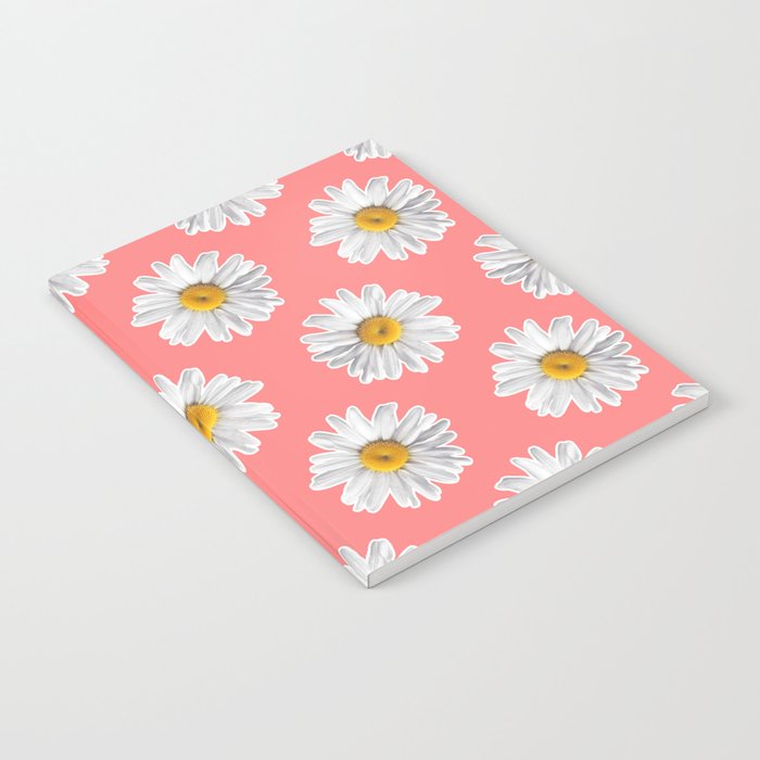 Daisies & Peaches - Daisy Pattern on Pink Notebook