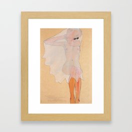 "Seated Female Nude Ghost" / Egon Schiele Framed Art Print