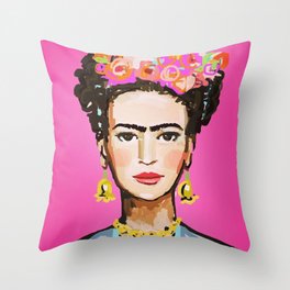 Pink Glow Frida Throw Pillow