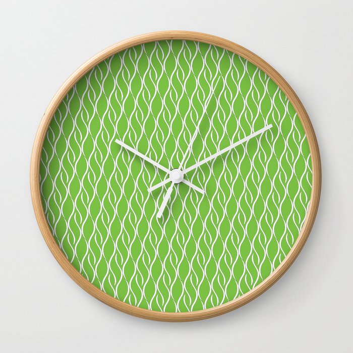 Green Wispy Stripes Wall Clock