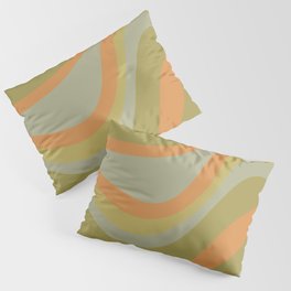 Retro Waves Abstract Pattern Celadon Green Orange Pillow Sham