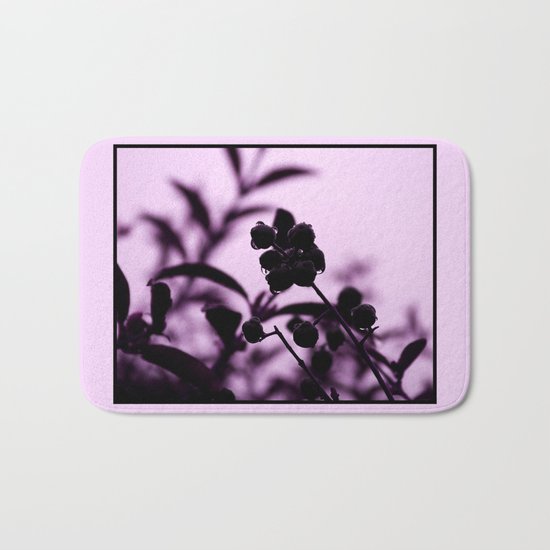 raindrops and hedge berries (purple) Bath Mat