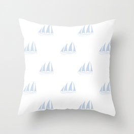 Pale Blue Sailboat Pattern Throw Pillow