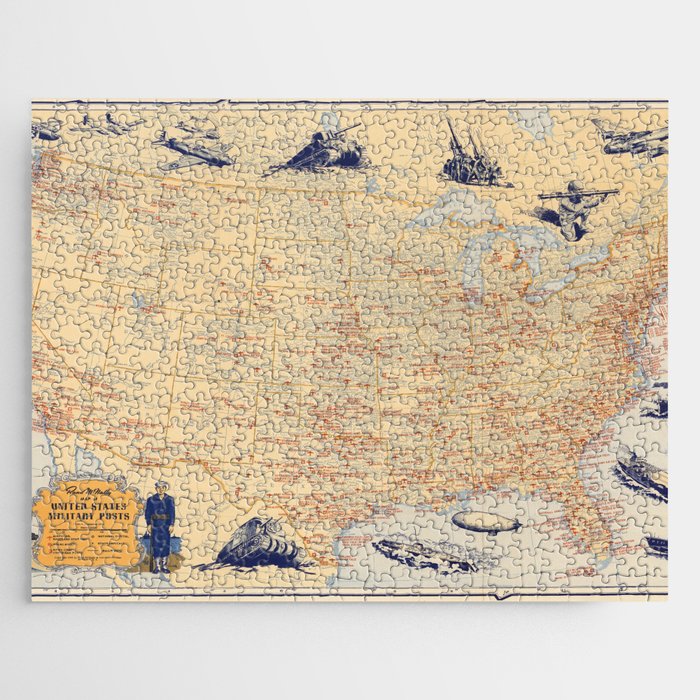United States Military Posts Map.-Vintage Illustrated Map Jigsaw Puzzle