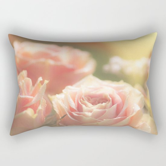 Bunch of pink Roses at backlight- Rose Flowers Rectangular Pillow